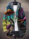 Men's Mystical Trippy Mushroom Hippie Art Print Hooded Trench Coat