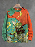 Men's Future Sci-Fi Frog Art Print Knit Sweatshirt
