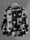 Men's Poker Ace Art Print Knit Sweatshirt