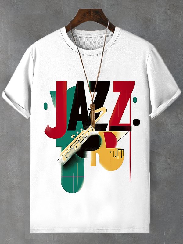Men's Jazz Music Art Print Cotton Casual T-Shirt