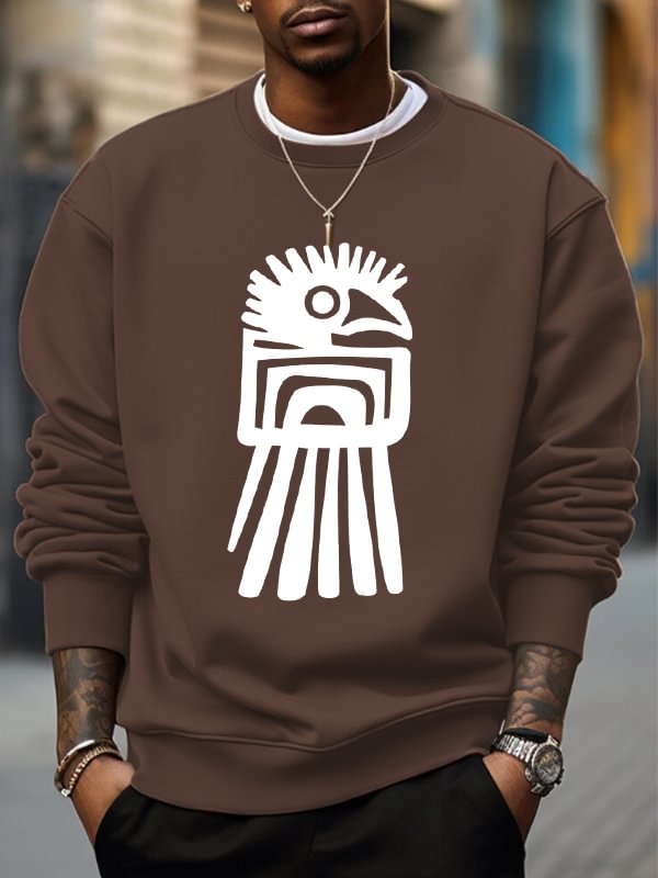 Men's Vintage African Tribe Traditional Totem Print Cotton Casual Sweatshirt