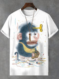 Men's Gorilla Percussion Toy Print Casual T-Shirt