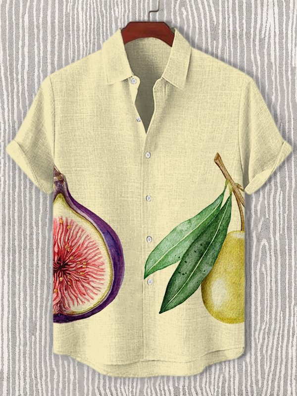 Men's Fig And Olive Art Print Casual Shirt
