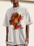 Men's Cool Black Music Hippie Boy Print Cotton Casual T-Shirt