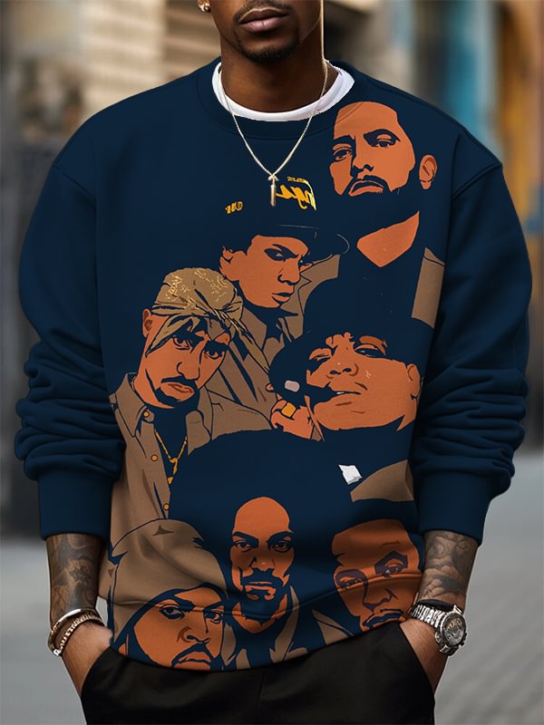 Men's Hip Hop Rap Legends Art Print Casual Sweatshirt