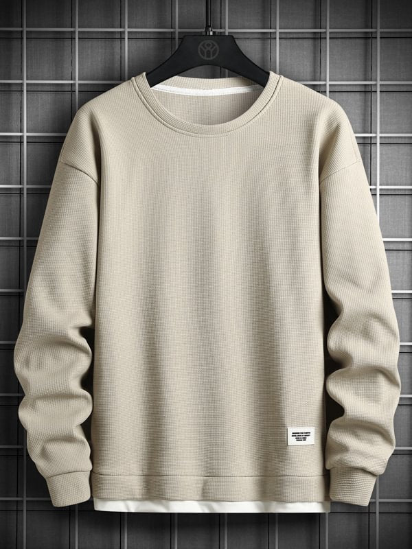 Men's Solid Color Loose Round Neck Casual Sweatshirt
