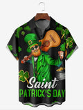 Men's Saint Patrick's Day Guitar Clover Print Short Sleeve Shirt