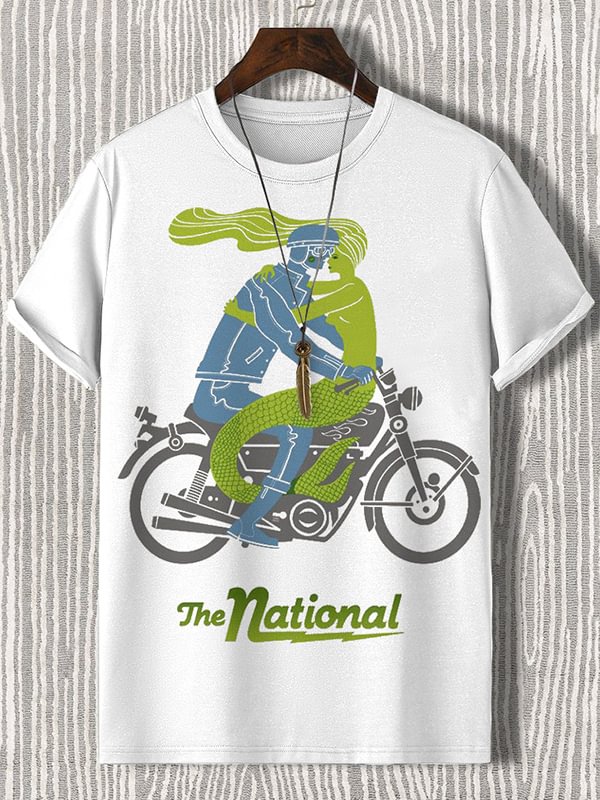 Men's The National Barclays Center Racing Mermaid Graphic Print Cotton Casual T-Shirt