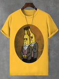 Men's Introverted Bananas Print Cotton Casual T-Shirt