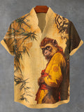 Men's The Monkey Under The Tree Japanese Art Print Short Sleeve Shirt