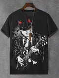 Men's Dark Art Punk Guitarist Print Casual T-Shirt