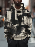 Men's Retro Brush Strokes Art Print Print Casual Hoodie