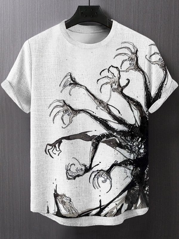 Men's Halloween Gothic Horrible Devil's Claw Art Print Casual T-Shirt