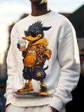 Men's Cool Duck Drinking Tea Art Print Casual Sweatshirt