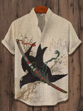 Men's Crow Katana Saber Japanese Art Print Casual Shirt