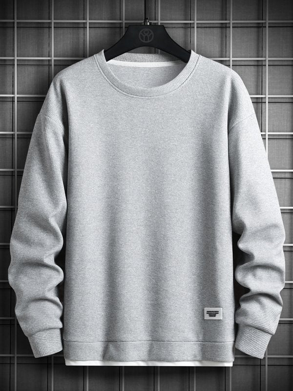 Men's Solid Color Loose Round Neck Casual Sweatshirt