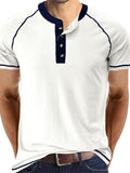 Men's Casual Half Button Short Sleeve Slim Fit Henley T-Shirt