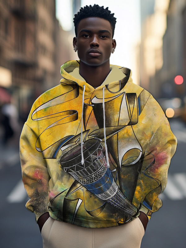 Men's Abstract Musical Instrument Art Print Casual Hoodie