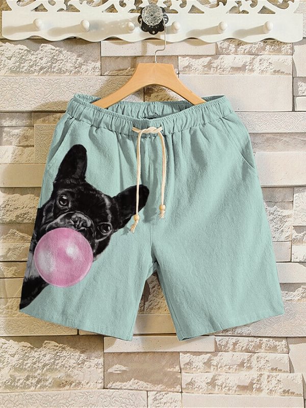 Men's Fun Bubblegum French Bulldog Print Shorts