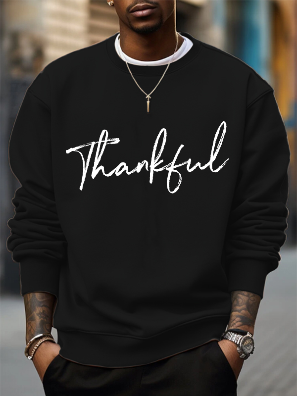Men's Thank God Slogan Print Casual Sweatshirt