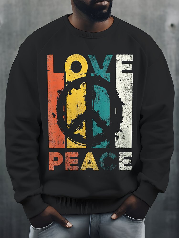 Men's Love and Peace Graphic Print Casual Sweatshirt