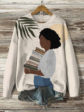 Women's Reading Lover Print Knit Sweatshirt