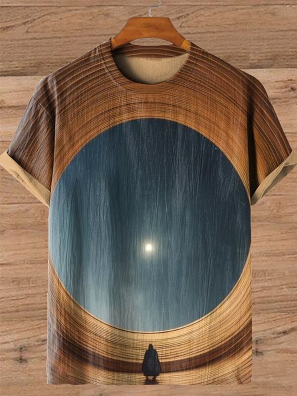 Men's Science Fiction Desert Mysterious Landscape Art Print Cotton And Linen T-Shirt