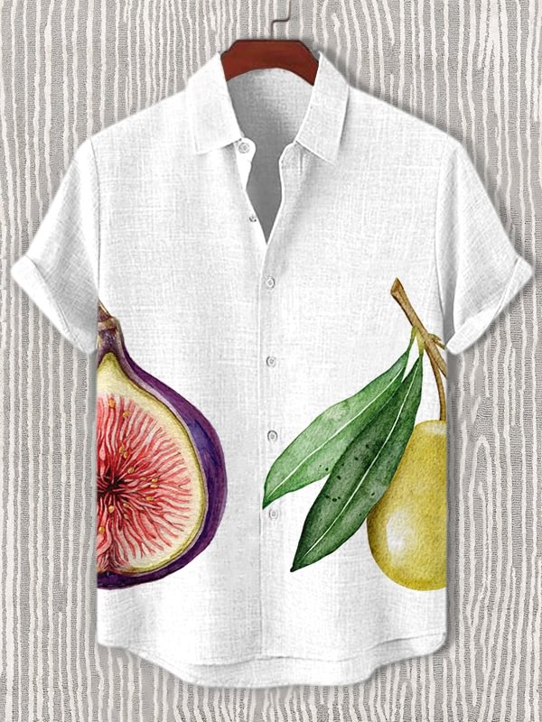 Men's Fig And Olive Art Print Casual Shirt