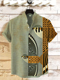 Men's Retro Flying American Kestrels Art Print Linen Blend Shirt