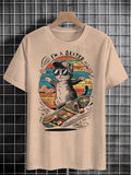 Men's Cool Cat I'm A Skater Art Illustration Print Casual T-Shirt