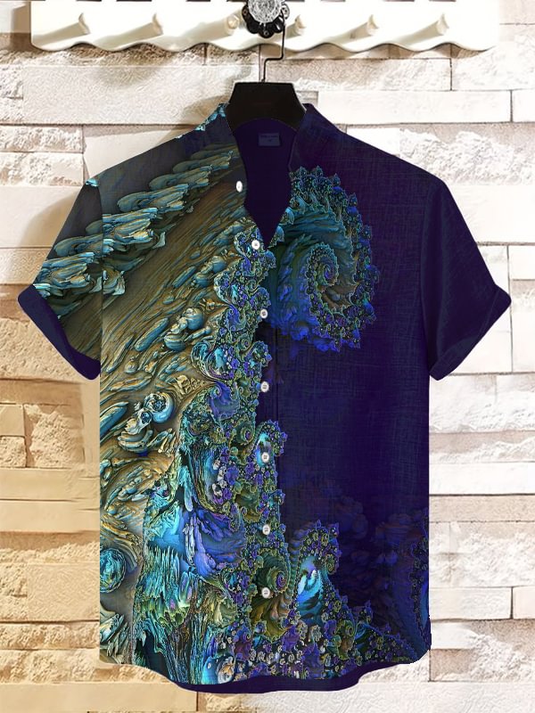 Men's Fantasy Ocean Art Print Short Sleeve Shirt