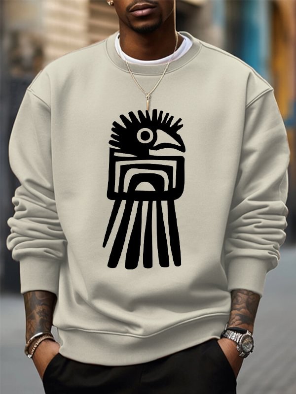 Men's Vintage African Tribe Traditional Totem Print Cotton Casual Sweatshirt