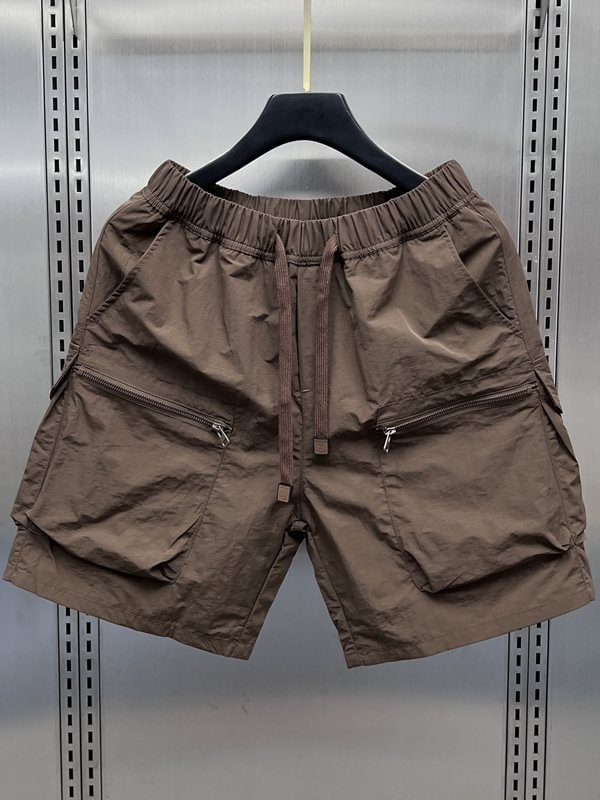 Men's Multi-pocket Elastic Waist Straight Cargo Shorts