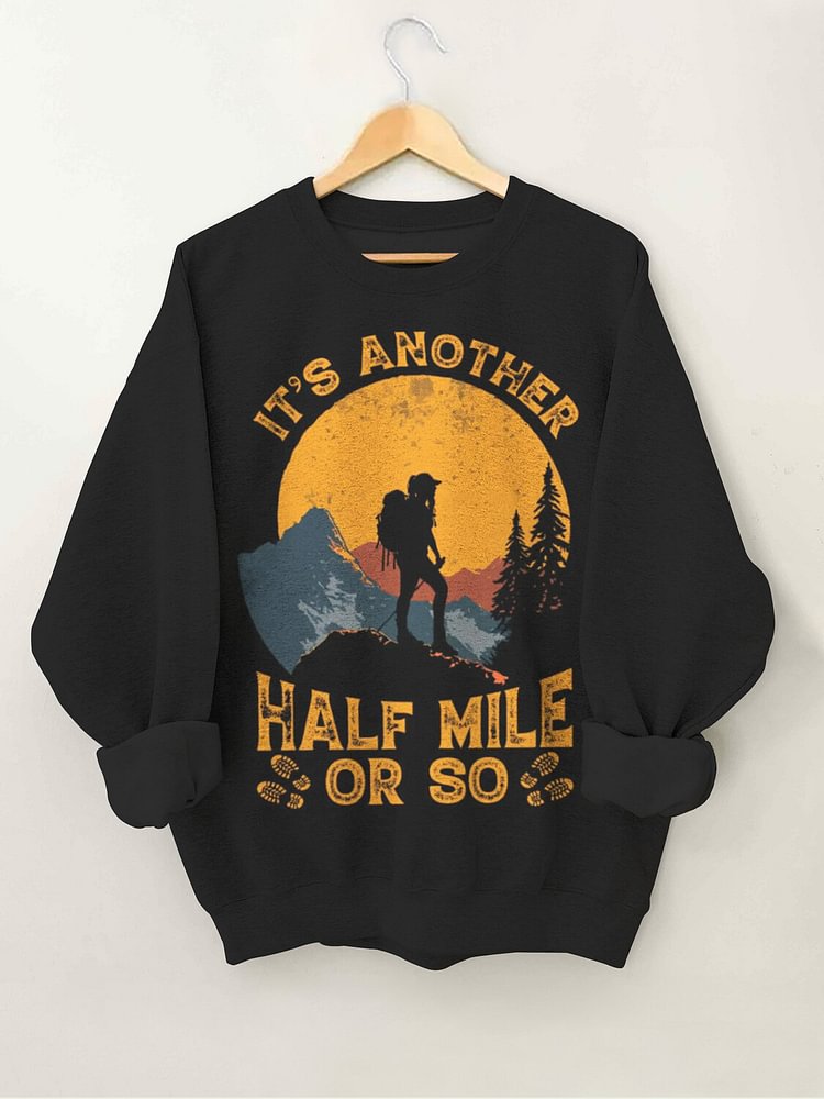 Women's It's Another Half Mile Or So Print Cotton Long Sleeve T-Shirt Thin Sweatshirt