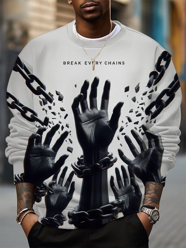 Men's Break Every Chains Print Casual Sweatshirt