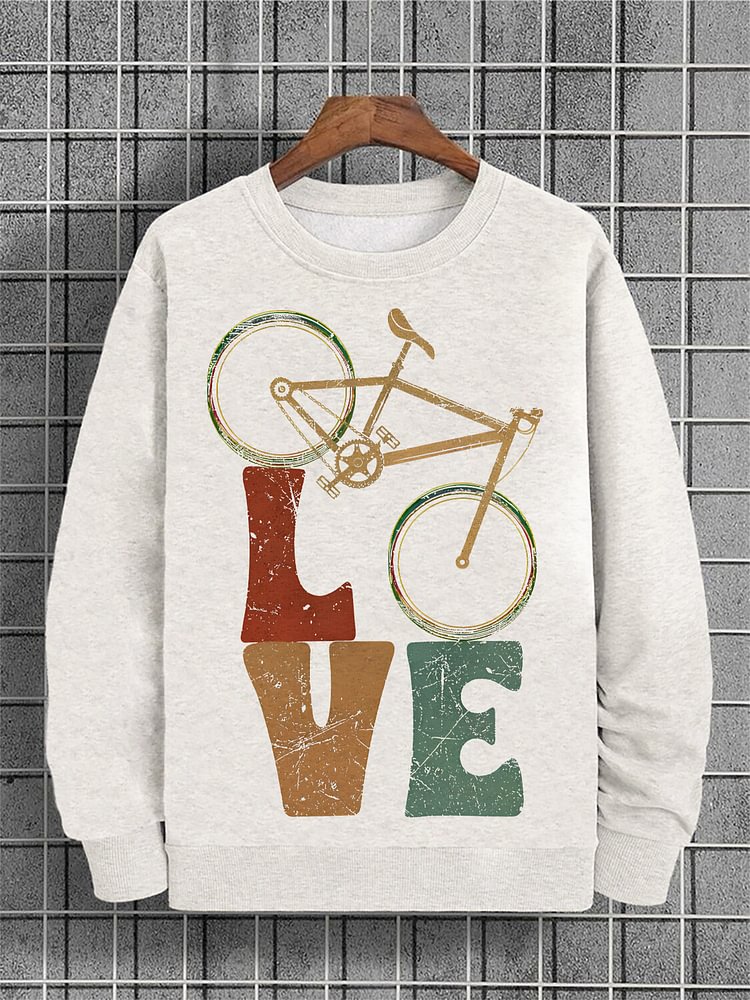 Men's Cycling Lover Print Cotton Casual Sweatshirt