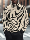 Men's Lines Abstract Art Print High Neck Knit Sweatshirt