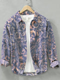 Men's Batik Floral Art Print Long Sleeve Shirt