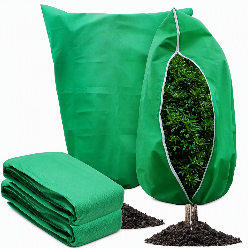 Non Woven Plant Frost Protection Cover Bag Winter Cold Protection with Drawstring and Zipper for Shrubs and Trees