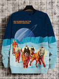 Men's Go Sledding On The Ice Moon Miranda Sled Dogs Colorblock Art Print Casual Sweatshirt