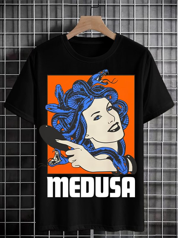 Men's Medusa Illustration Art Print Cotton Casual T-Shirt
