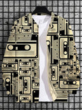Men's Retro Cassette Art Print Casual Zip Up Jacket