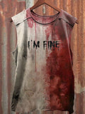 Men's Bloody I'm Fine Halloween Print Tank Top