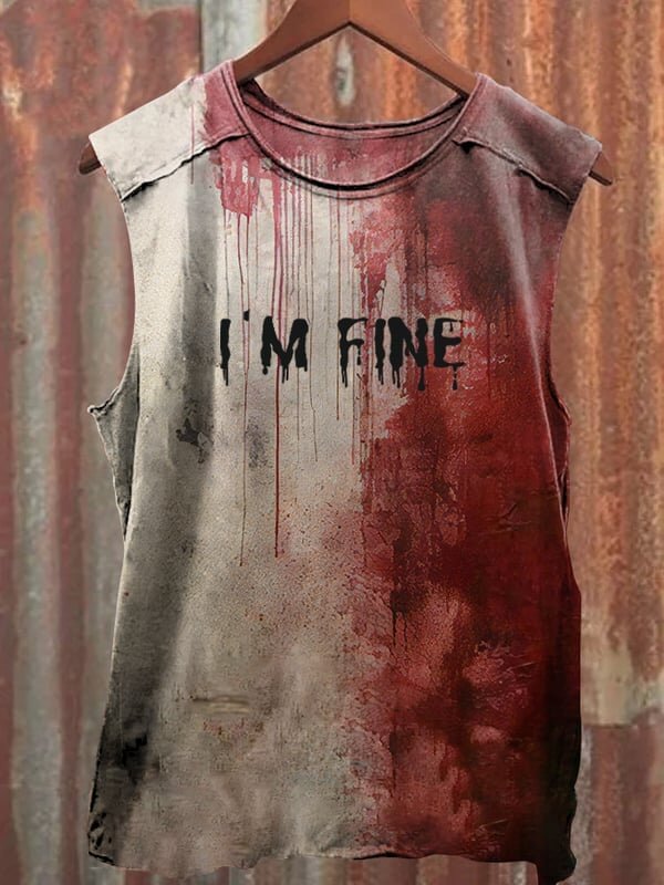 Men's Bloody I'm Fine Halloween Print Tank Top