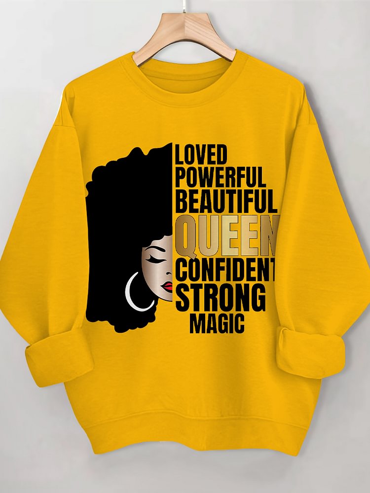 Women's Africa Magic Black Queen Print Cotton Long Sleeve T-Shirt Thin Sweatshirt