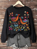 Women's Flowers And Birds On Branches Art Print Casual Sweatshirt