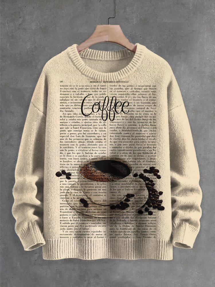 Men's Coffee Dictionary Art Print Knit Sweatshirt