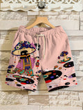 Men's Funny Psychedelic Mushroom Art Painting Print Shorts
