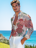 Men's Chrysanthemum Vacation Print Long Sleeve Shirt