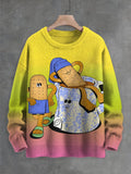 Men's Fun Biscuit Tea Bath Art Print Knit Sweatshirt